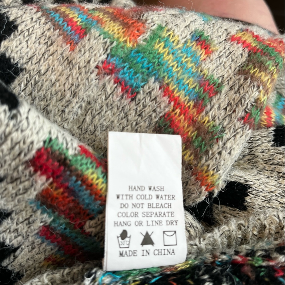 Debut Long Open Front Multi-Colored Cardigan, Size Small - Picture 10 of 10